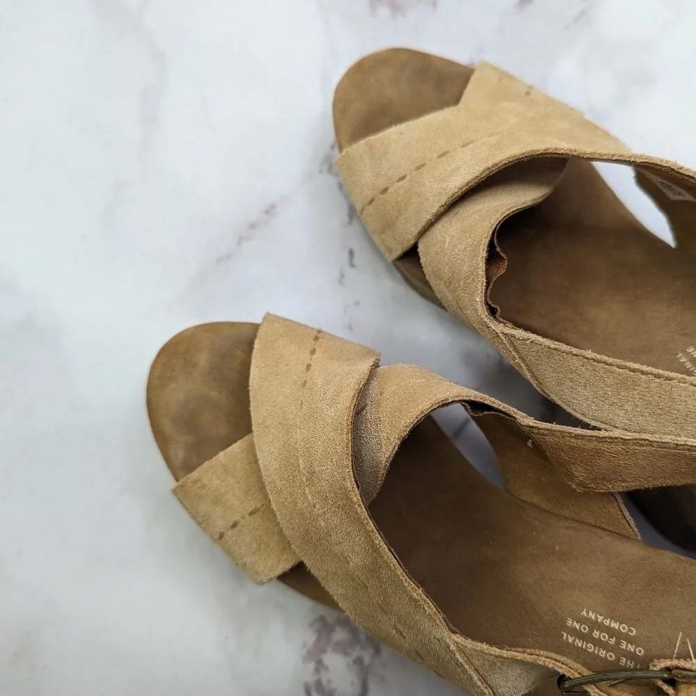 Toms Tan Suede Platform Sandals